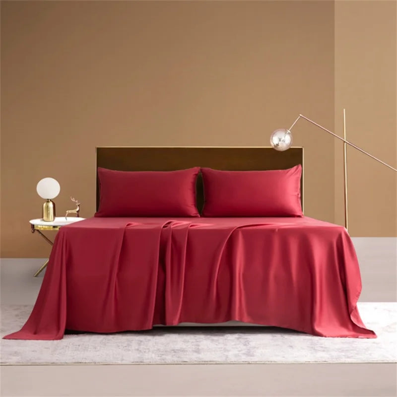 Home 100% Bamboo Flat Sheet 1Pc Luxury Soft Bed Sheet Cover Single Double King Queen Size Bed Sheets Silky (Pillowcase Need Buy)