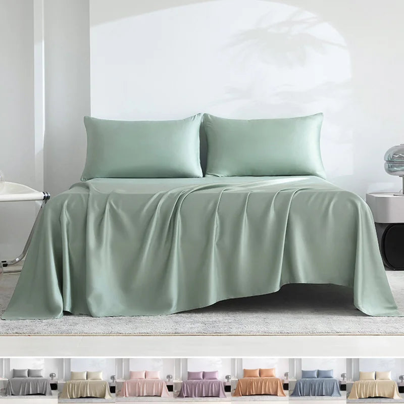 Home 100% Bamboo Flat Sheet 1Pc Luxury Soft Bed Sheet Cover Single Double King Queen Size Bed Sheets Silky (Pillowcase Need Buy)