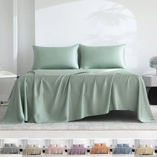 Home 100% Bamboo Flat Sheet 1Pc Luxury Soft Bed Sheet Cover Single Double King Queen Size Bed Sheets Silky (Pillowcase Need Buy)